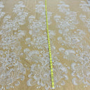 1 Yard Beaded Lace Fabric Embroidered on Polyester Net Mesh, 52" Width, Premium Lace Fabrication