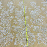 1 Yard Beaded Lace Fabric Embroidered on Polyester Net Mesh, 52" Width, Premium Lace Fabrication