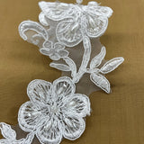 1 Pair Beaded & Corded Lace Applique 10" x 2" Each Side