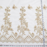 1 Yard 52 Inch Silver Beaded and Corded Bridal Lace Fabric Embroidered on Polyester Net Mesh