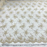 1 Yard Beaded Corded Bridal Lace Fabric Embroidered Mesh Champagne 54" Width