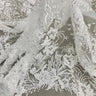 1 Yard Elegant Beaded Lace Fabric Embroidered on Premium Polyester Net Mesh 52
