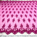 1 Yard Beaded Corded Lace Fabric Embroidered Elegant Mesh Bridal Gown 53" Width