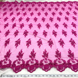 1 Yard Beaded Corded Lace Fabric Embroidered Elegant Mesh Bridal Gown 53" Width