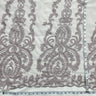 1 Yard Luxurious Beaded and Corded Bridal Lace Fabric Embroidered on Polyester Net Mesh Blush 52" Width