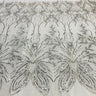 1 Yard Elegant Beaded Lace Fabric Embroidered on Premium Polyester Net Mesh 52