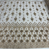 1 Yard Exquisite "Skin" Beaded 3D Floral Lace Fabric on Net Mesh 54 inch Width