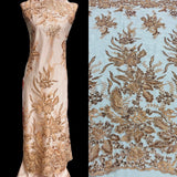 Beaded Lace Fabric Embroidered on Polyester Net Mesh 50" Wide Bridal & Evening Fabric, Lace USA