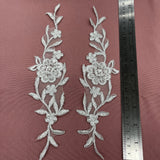 1 Pair Beaded & Corded Lace Applique Embroidered on 100% Polyester Organza