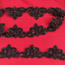 1 Yard Beaded Corded Lace Trim 2" Wide Embroidered Organza for Dresses & Gowns