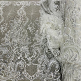 1 Yard Gold Beaded Lace Fabric Embroidered on 100 Percent Polyester Net Mesh 51 Inch Width