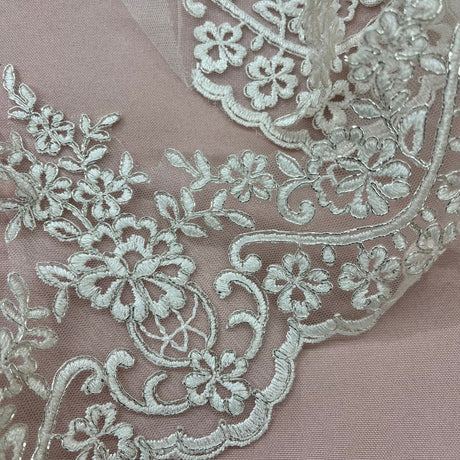 1 Yard Corded Lace Trim 6" Wide 100% Polyester Net Mesh for Gowns & Costumes
