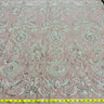 1 Yard Antique Silver Beaded Lace Fabric Embroidered on Polyester Net Mesh Pearls Detail 51 Inch Width