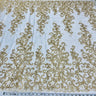 1 Yard Ivory Beaded & Corded Bridal Fabric Lace Embroidered on Polyester Net Mesh, 51" Width, Elegant Wedding Fabric
