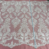 1 Yard Elegant Corded Bridal Lace Fabric Embroidered on Polyester Net Mesh 52" Width