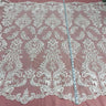 1 Yard Elegant Corded Bridal Lace Fabric Embroidered on Polyester Net Mesh 52" Width