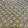 1 Yard Fuchsia Beaded Corded Lace Fabric Embroidered on Polyester Net Mesh 52 inch Width