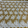1 Yard Luxurious Corded Bridal Lace Fabric Embroidered on Soft Polyester Net Mesh 51" Width