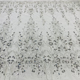 1 Yard Exquisite Beaded Lace Fabric Embroidered on Premium Polyester Mesh 52