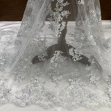 1 Yard Corded Bridal Lace Fabric Embroidered on 100% Polyester Net Mesh 54" Width