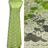 1 Yard Corded Bridal Lace Fabric Embroidered on Net Mesh 54" Width