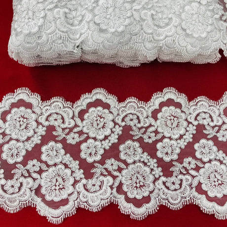 1 Yard Corded Double Sided Lace Trimming 100% Polyester Net Mesh 7? Wide