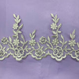 1 Yard Beaded & Corded Embroidered Lace Trim 5.5" Wide 100% Polyester Mesh Net for Bridal & Special Occasion