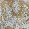 1 Yard Elegant Beaded Lace Fabric Embroidered on Premium Polyester Net Mesh 52