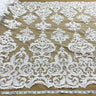 1 Yard Elegant Corded Bridal Lace Fabric Embroidered on Premium Polyester Mesh 54