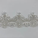 1 Yard Luxurious Beaded and Corded Lace Trimming Embroidered on Polyester Net Mesh for Special Occasions 4 Inch Width