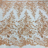 1 Yard Gold Beaded Lace Fabric Embroidered on 100 Percent Polyester Net Mesh 52 Inch Width