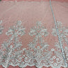 1 Yard Exquisite Beaded and Corded Bridal Lace Fabric Embroidered on Polyester Net Mesh 54" Width
