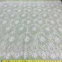 3 Yards Precut Beaded &amp; Corded Chantilly Floral Lace Fabric Embroidered on 100% Polyester Net Mesh 58" Wide