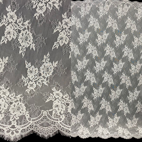 3 Yards Chantilly Eyelash Embroidered Lace 52? Wide French Inspired Polyester Fabric for Bridal & Evening Wear