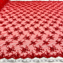 1 Yard Black Beaded & Corded Bridal Lace Fabric Embroidered on Polyester Net Mesh 52 Inch Width