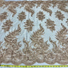 1 Yard Elegant Beaded Corded Bridal Lace Fabric Embroidered on Premium Mesh 56