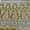 1 Yard Beaded Lace Fabric Embroidered on Polyester Net Mesh, 52" Wide Bridal & Evening Fabric