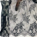 3 Yards Chantilly Eyelash Embroidered Lace 52? Wide French Inspired Polyester Fabric for Bridal & Evening Wear