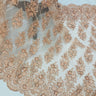1 Yard Red Beaded Embroidered Lace Fabric on 100% Polyester Mesh, 50" Width