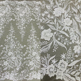 1 Yard Gold Beaded Lace Fabric Embroidered on 100 Percent Polyester Net Mesh 52 Inch Width