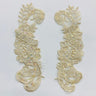 1 Pair Beaded Lace Applique Embroidered on 100% Polyester Organza 9" x 3" Each Side