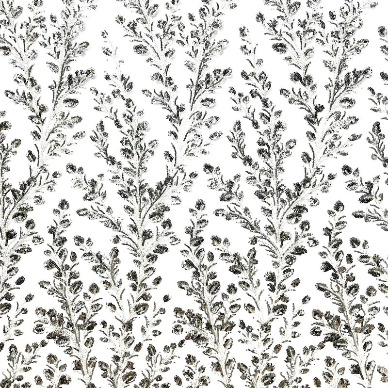 1 Yard Dazzling Silver Beaded Sequined Lace Fabric on Net Mesh 54 inch Width