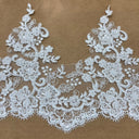 1 Yard Beaded & Corded Lace Trimming Embroidered on 100% Polyester Net Mesh 11" Wide