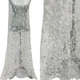 1 Yard Breathtaking White Beaded Sequined Lace Fabric on Net Mesh 54 inch Width
