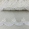 1 Yard Beaded & Corded Embroidered Lace Trim 2" Wide 100% Polyester Net Mesh for Bridal & Special Occasion