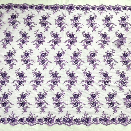 1 Yard Corded Bridal Lace Fabric Embroidered Net Mesh Sage Pink 53" Width