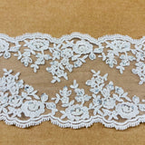 1 Yard Beaded Double Sided Lace Trimming Embroidered on 100% Polyester Net Mesh 5? Wide