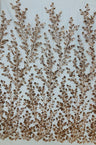 1 Yard Elegant Beaded Corded Bridal Lace Fabric Embroidered on Premium Mesh 51