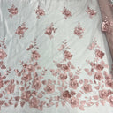 1 Yard 3D Floral Lace Fabric Embroidered Soft Tulle Net Mesh Wedding 50" Width
