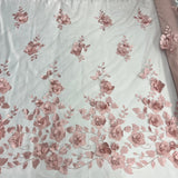 1 Yard 3D Floral Lace Fabric Embroidered Soft Tulle Net Mesh Wedding 50" Width